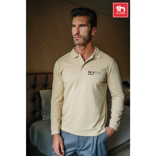 THC BERN. Polo à manches longues en coton cardé pour hommes