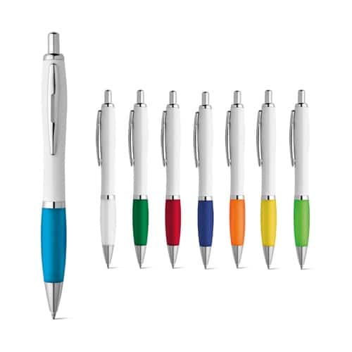 MOVE BK. Stylo à bille en ABS blanc avec clip en métal