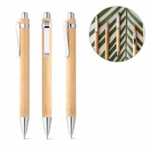 HERA. Stylo en bambou avec clip en métal