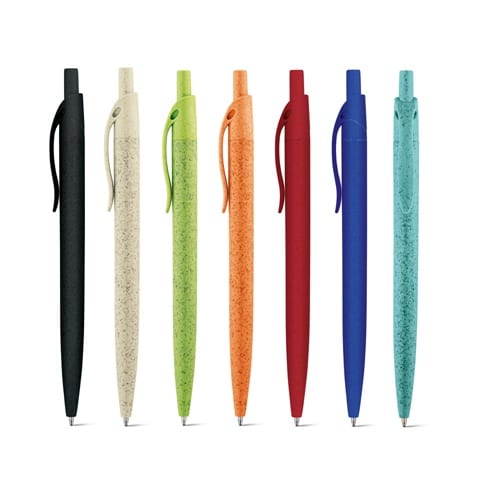 CAMILA. Stylo à bille en fibre de paille de blé et ABS avec clip