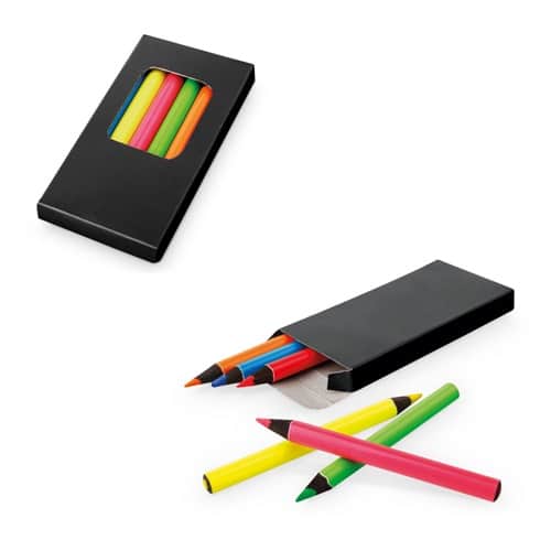 MEMLING. Boîte à crayons avec 6 crayons de couleur