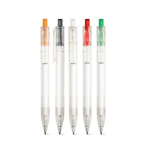 HARLAN. Stylo en rPET avec bouton coloré