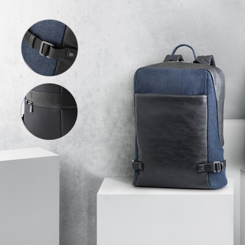 DIVERGENT BACKPACK I. Sac à dos pour ordinateur portable jusqu&rsquo;à 15.6&Prime; en denim et PU