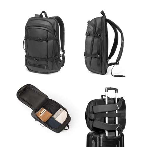 KAMPALA. Sac à dos pour ordinateur portable en polyester recyclé haute densité 900D, avec revêtement imperméable et doublure en polyester recyclé 210D 17&rsquo;3&Prime;