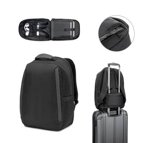 YANGON BPACK. Sac à dos antivol, en twill avec revêtement hydrofuge et polyester recyclé haute densité 600D, pour ordinateur portable de 17. 3&Prime;