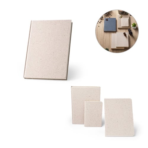 ORGANIC RIGID. Bloc-notes A5 avec couverture rigide fabriquée à partir de matière organique d&rsquo;éléphant (80%)