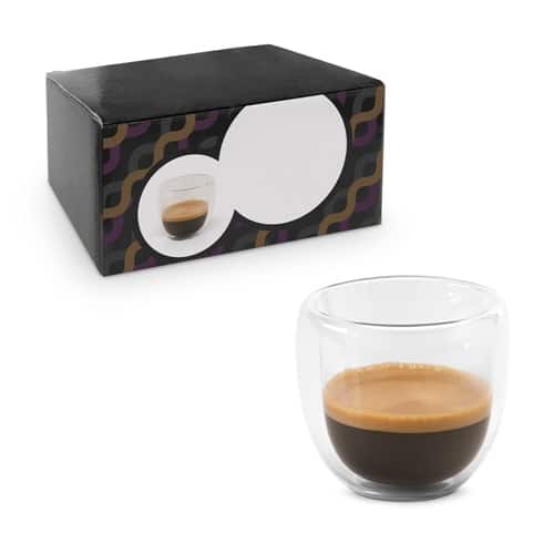 EXPRESSO. Set à café en verre borosilicaté avec 2 verres