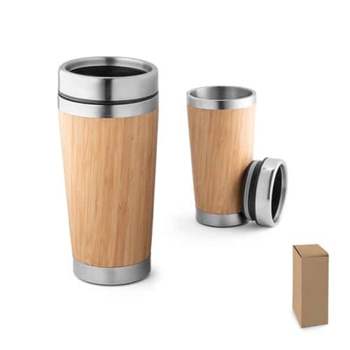 PIETRO. Tasse de voyage 500mL en babou et acier inox