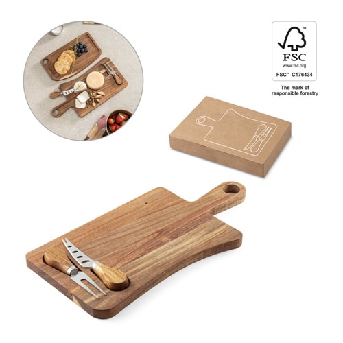 CASSIA. Plateau à fromage en bois d&rsquo;acacia avec poignée
