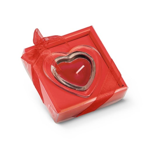 SWEET. Bougie en forme de coeur et base en verre