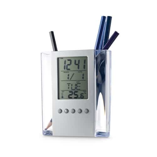EDEM. Horloge de bureau numérique multifonctionnelle avec porte-stylos
