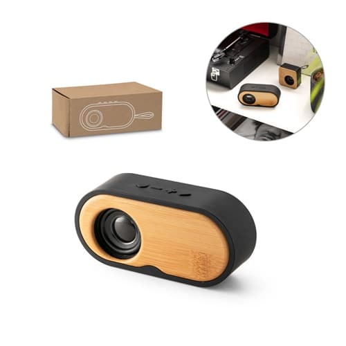 TILLY. Haut-parleur portable 3W avec 5h d&rsquo;autonomie fabriqué en bambou et en ABS recyclé (100 % rABS)