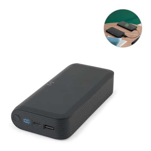 BECKER 20. Batterie nomade de 20 000 mAh en ABS recyclé (100 % rABS) avec chargeur sans fil ultrarapide de 15 W