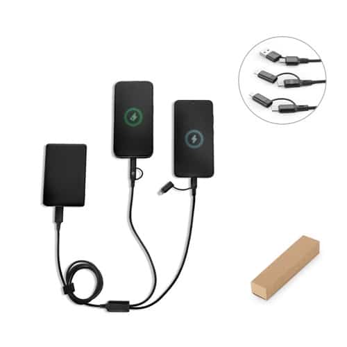 BERTOZZI. Câble USB ultra rapide 6 en 1 en aluminium recyclé (20 %) et PET recyclé (4 %)