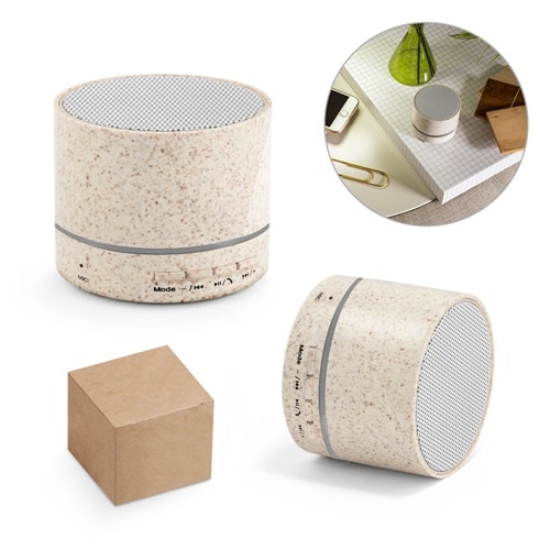 RE-LINEU. Haut-parleur portable 3W avec 4h30m d&rsquo;autonomie en fibre de paille et ABS recyclé (100 % rABS)