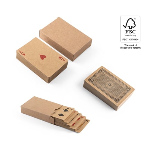 FISCHER. Jeu de 54 cartes classiques en papier kraft, fabriquée à partir de matériaux certifiés FSC™ et d&rsquo;autres matériaux contrôlés