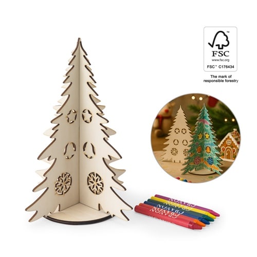 PINERY. Arbre de Noël en bois pliable à colorier