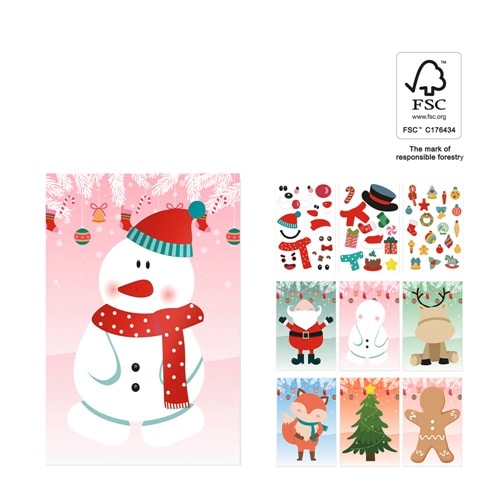GLIMN. Set de six feuilles avec figurines de Noël et 3 feuilles d&rsquo;autocollants