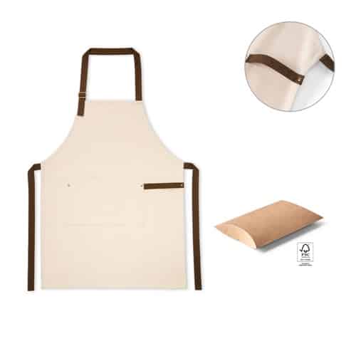 HOLM. Tablier en toile 100% coton (320 g/m²) avec détails en métal