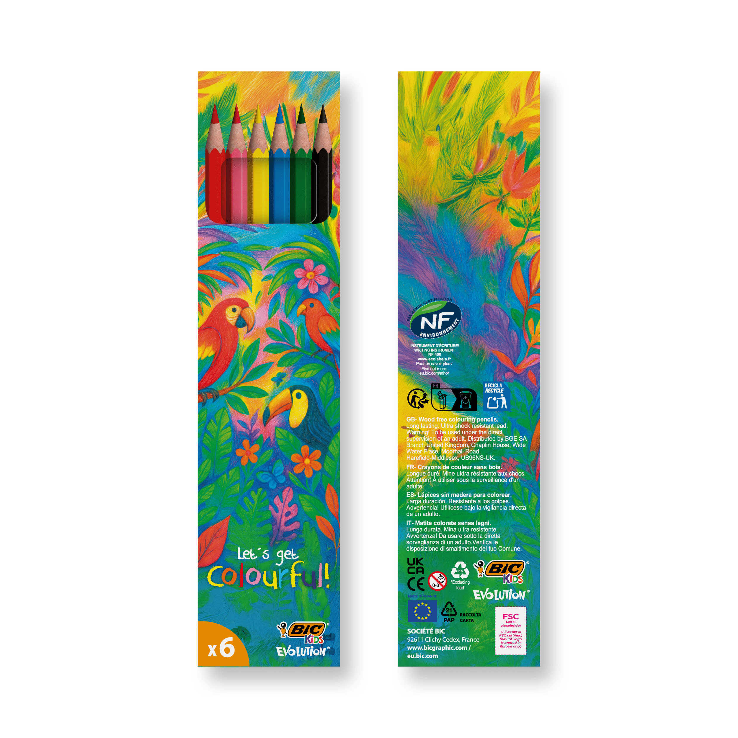 BIC® Kids Evolution® Set de crayons de couleurs x6 unités