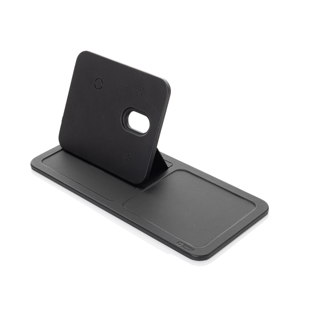 Chargeur de bureau 3 en 1 en PU recyclé RCS Swiss Peak