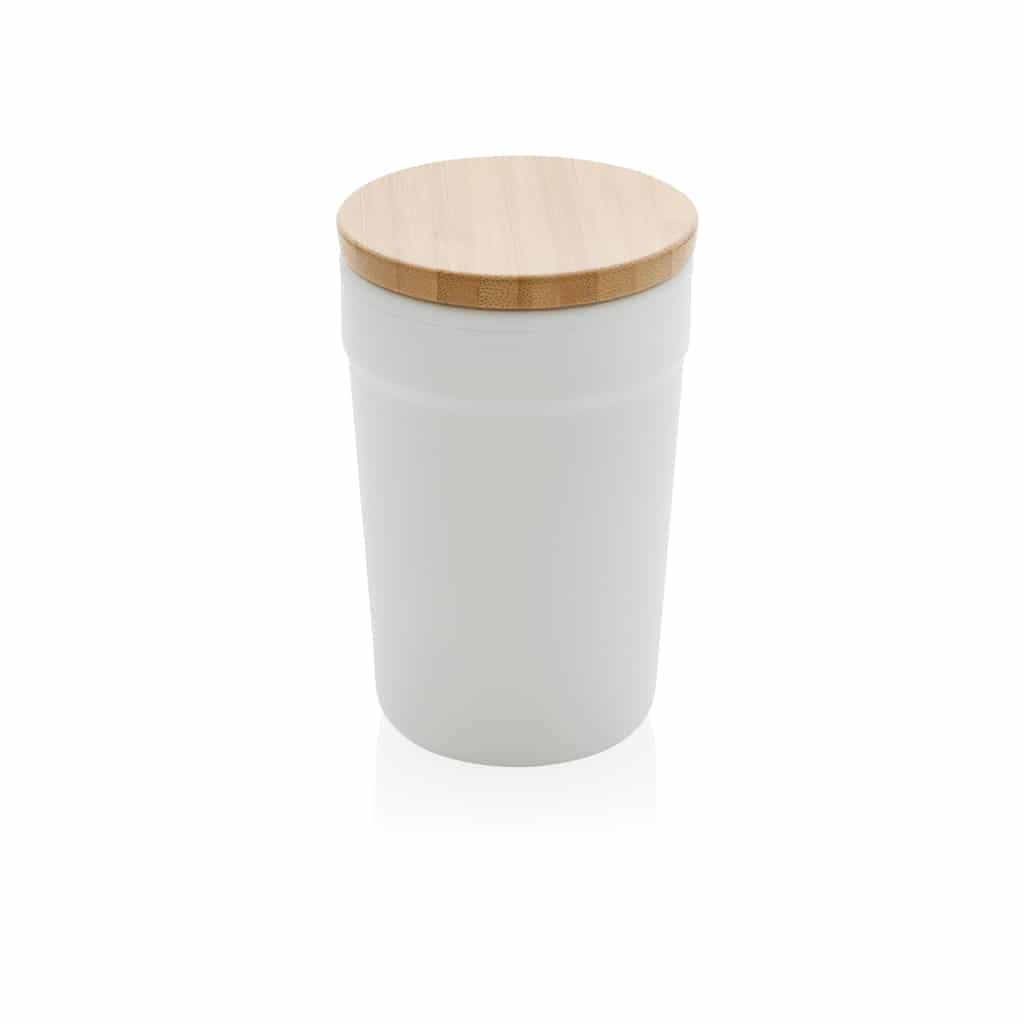 Mug 300ml en PP recyclé GRS avec couvercle en bambou