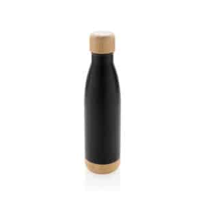 Bouteille isotherme en acier avec finition bambou