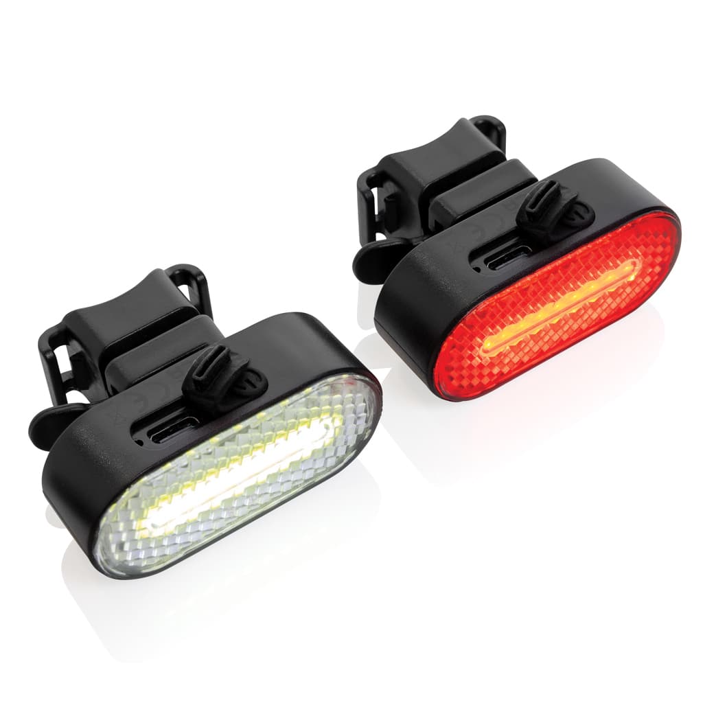 Set d&rsquo;éclairage de vélo via USB en plastique RCS Lumino