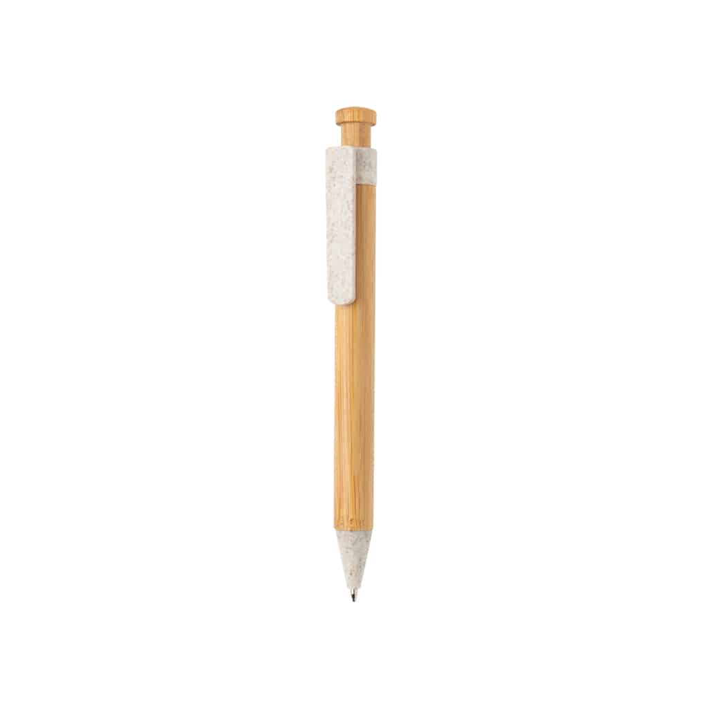 Stylo en bambou avec clip en fibre de paille