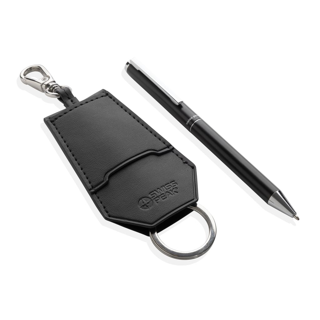 Set porte-clés et stylo en PU recyclé RCS Swiss Peak Tula