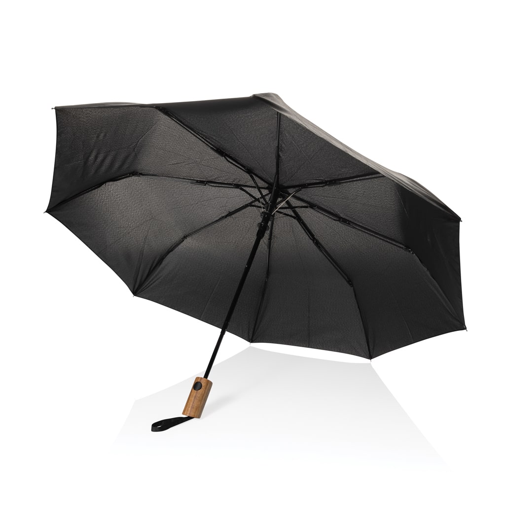 Mini parapluie 21&Prime; à ouverture auto en bois d&rsquo;acacia Kaycey