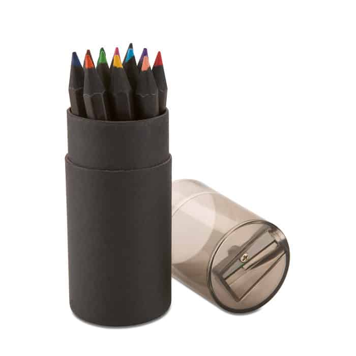 BLOCKY – 12 crayons de couleurs noirs