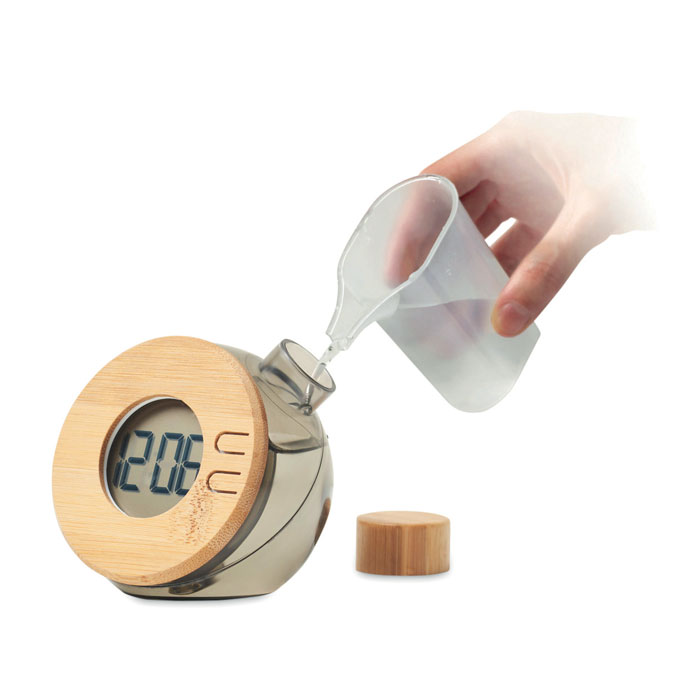 DROPPY LUX – Horloge à eau LCD en bambou