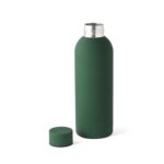 Gourde verte en métal avec bouchon dévissé