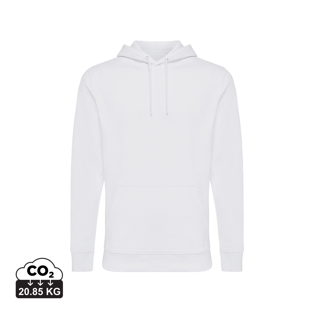 Sweat à capuche blanc avec empreinte carbone indiquée