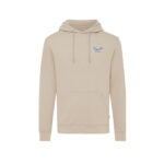 Sweat à capuche beige avec logo bleu