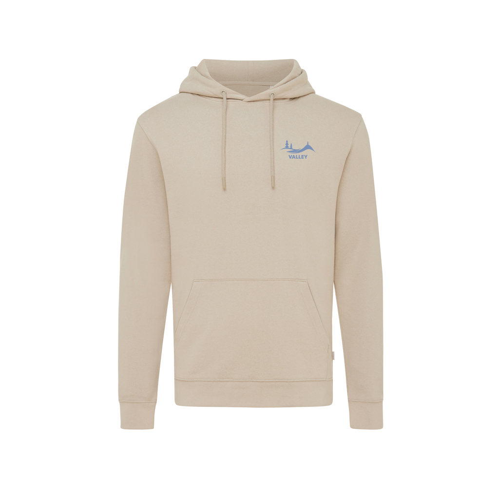 Sweat à capuche beige avec logo bleu