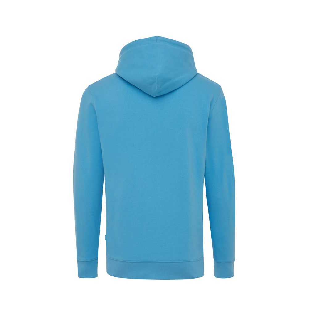 Sweat à capuche bleu vu de dos
