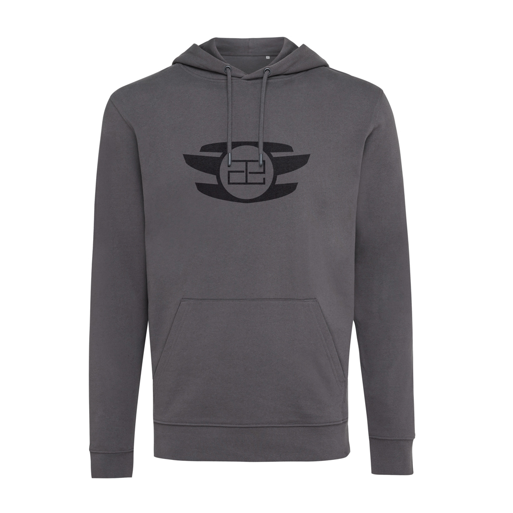 Sweat à capuche gris avec logo noir