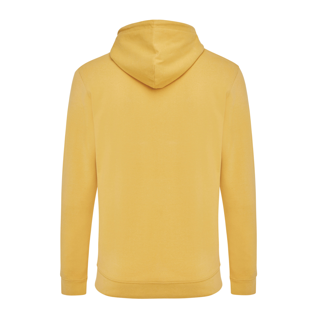 Sweat à capuche jaune vu de dos