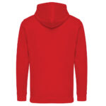 Sweat à capuche rouge vu de dos