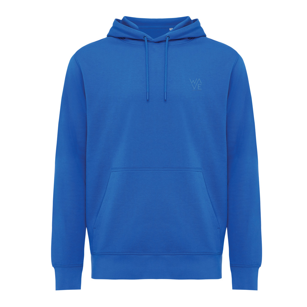 Sweat à capuche bleu avec poche avant.