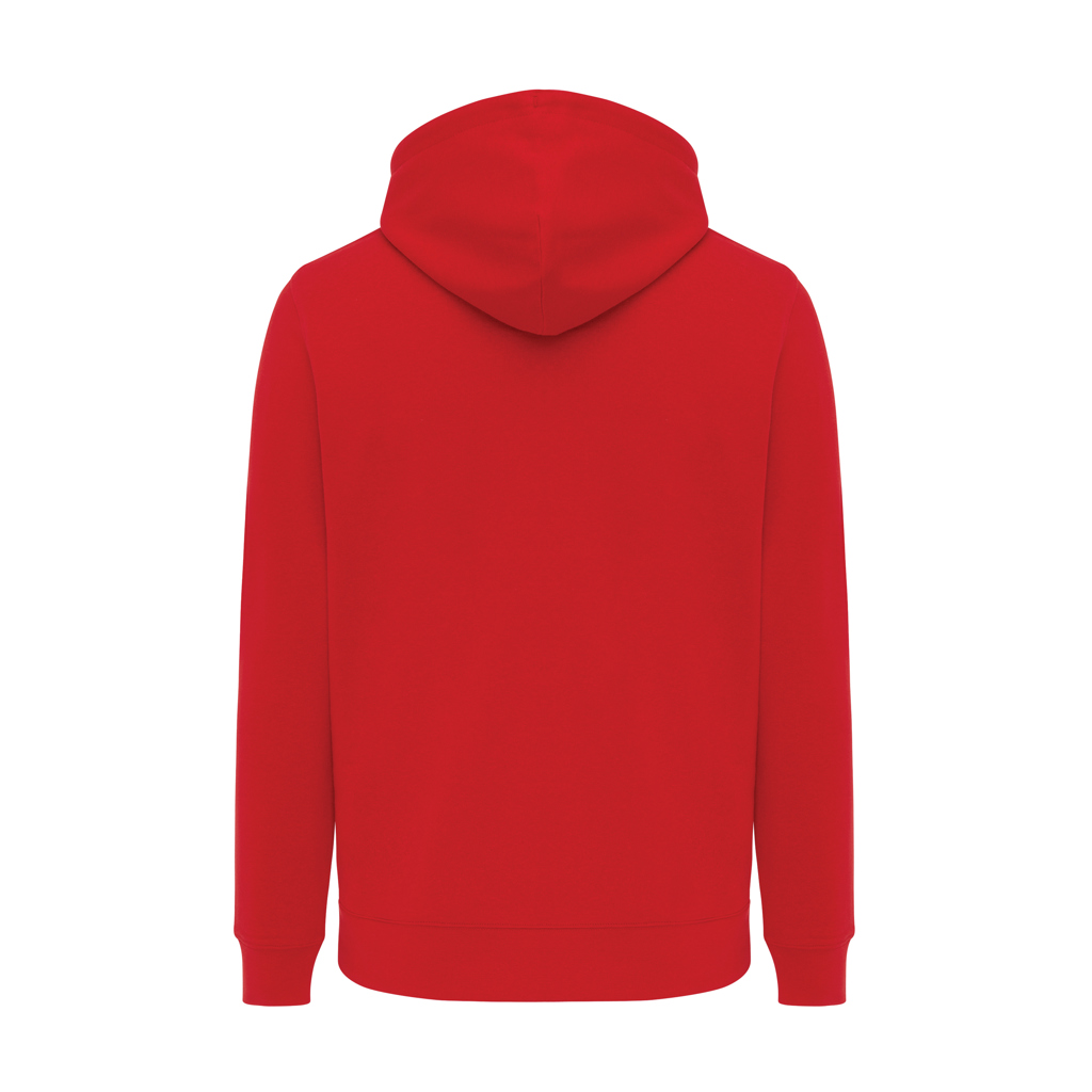 Sweat à capuche rouge vu de dos