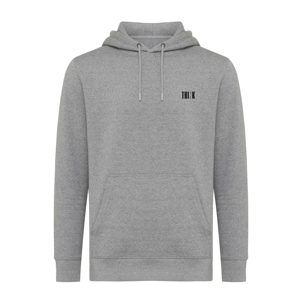 Sweat à capuche gris avec poche avant.