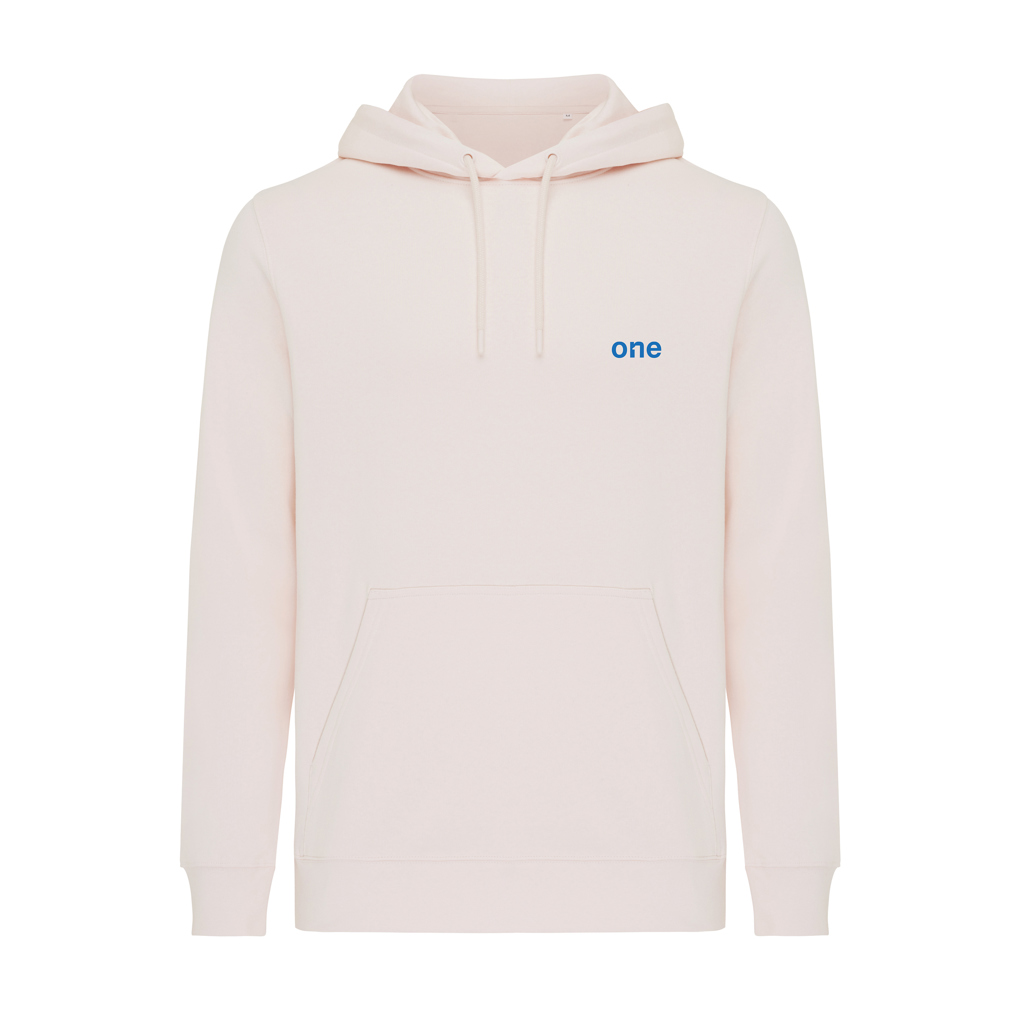Sweat à capuche beige avec logo bleu one