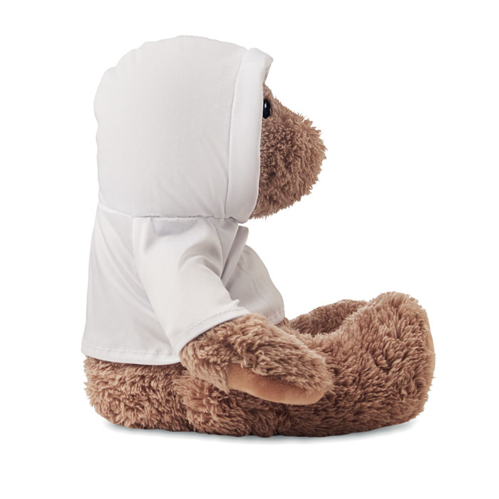 Ourson en peluche avec sweat à capuche blanc