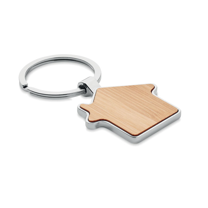 BURNIE – Porte-clés maison durable en métal et bambou