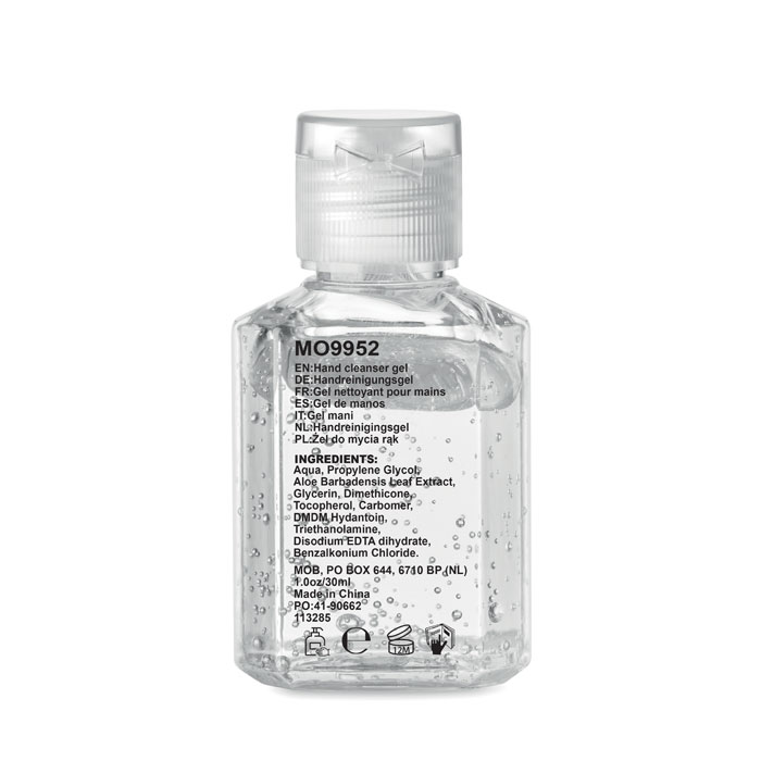 Flacon transparent de gel nettoyant pour les mains