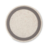 Assiette ronde beige à bord gris foncé
