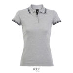 Polo gris femme avec col à boutons